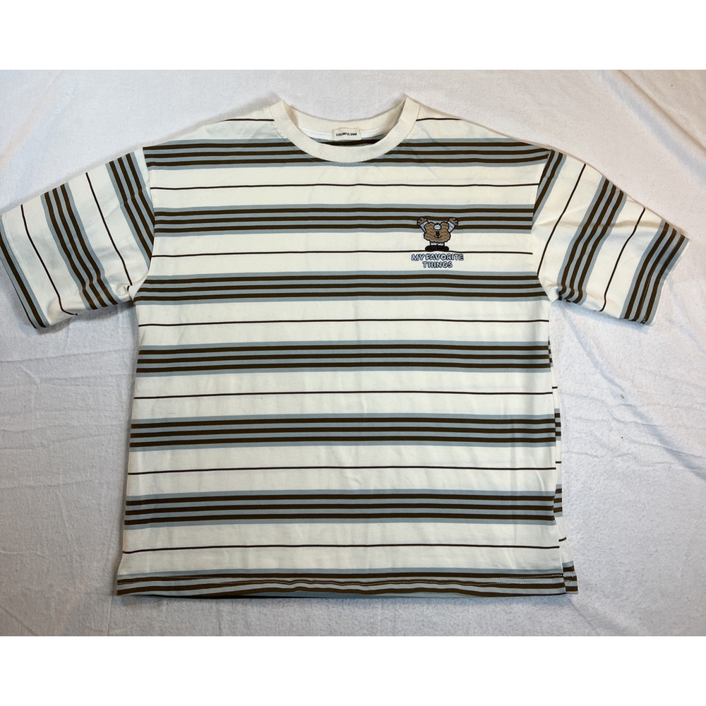 Colorful Enni Striped Brown Blue Cream Pullover “my Favorite Things” Bear Medium